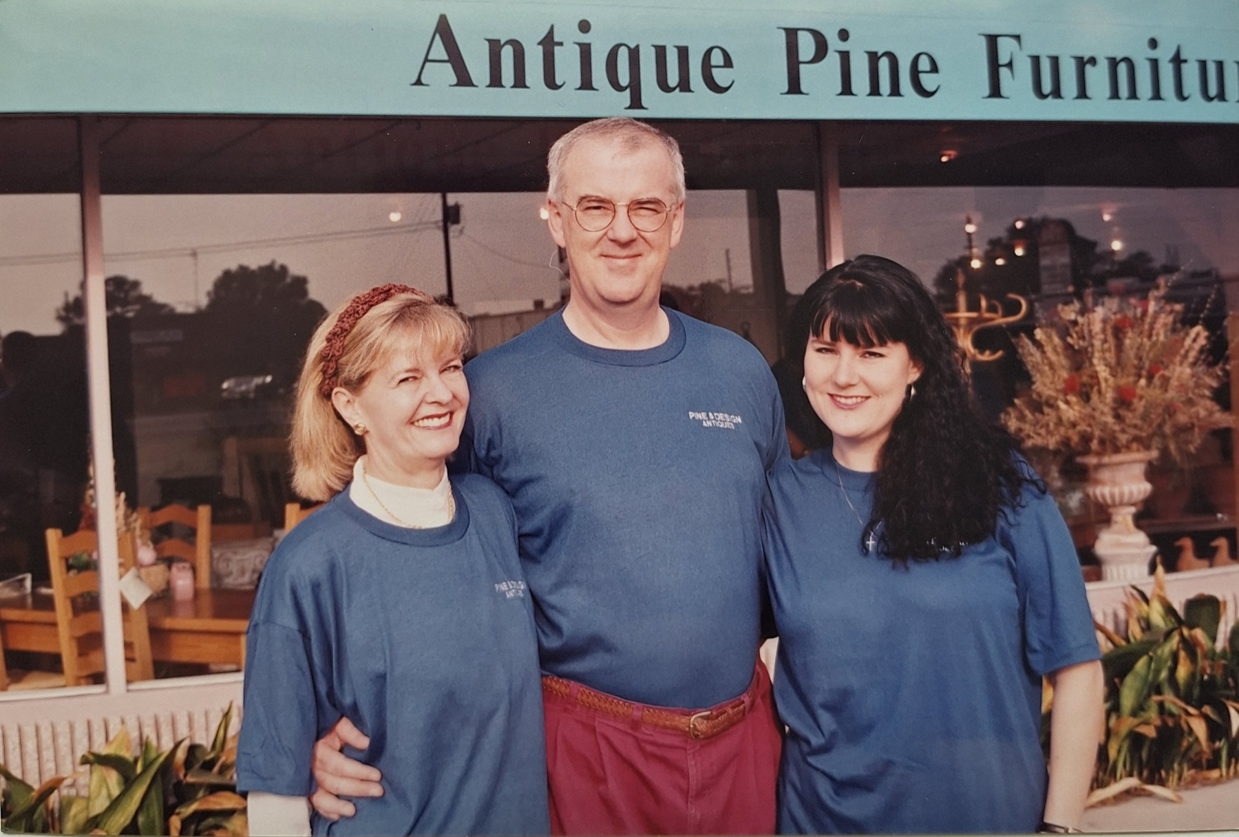 Patricia Leistra with her family outside Pine and Design Imports
