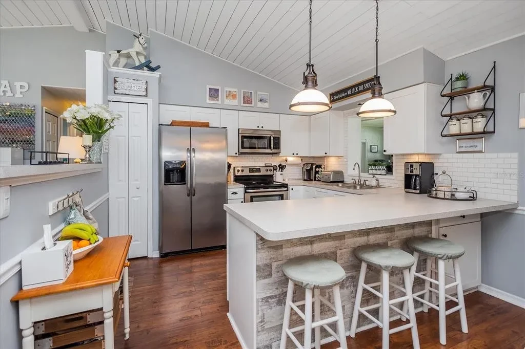 Kitchen detail with updated finishes and styled counters