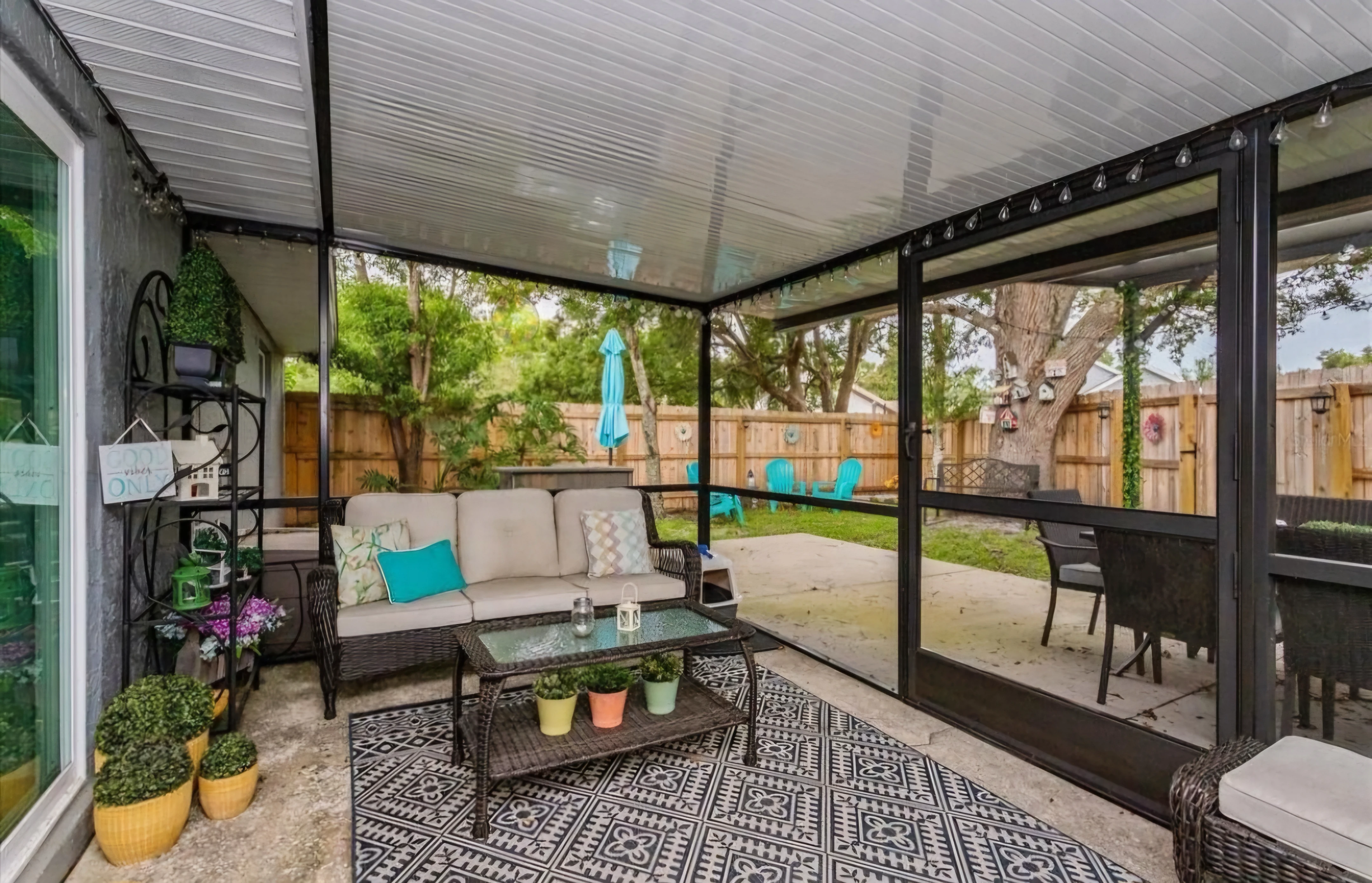 Patio seating area with outdoor styling